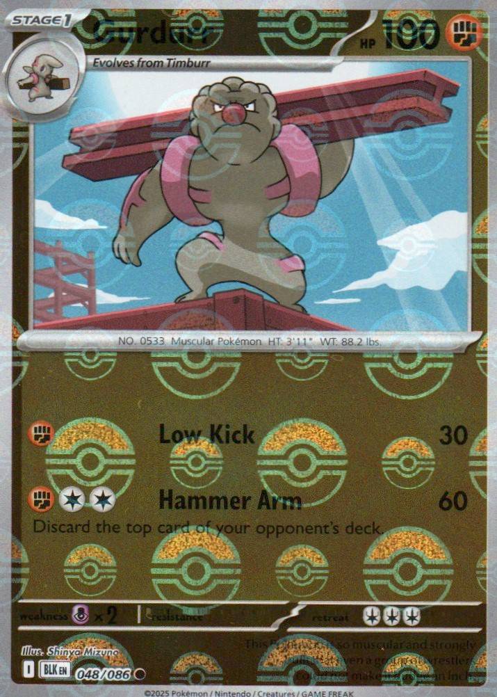 Gurdurr (Poke Ball Pattern) Common SV: Black Bolt 048/086 NM