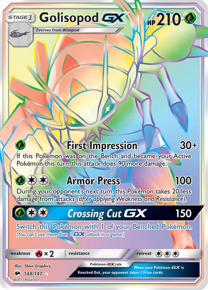 Golisopod GX (Secret) Secret Rare SM - Burning Shadows 148/147 NM (Back)