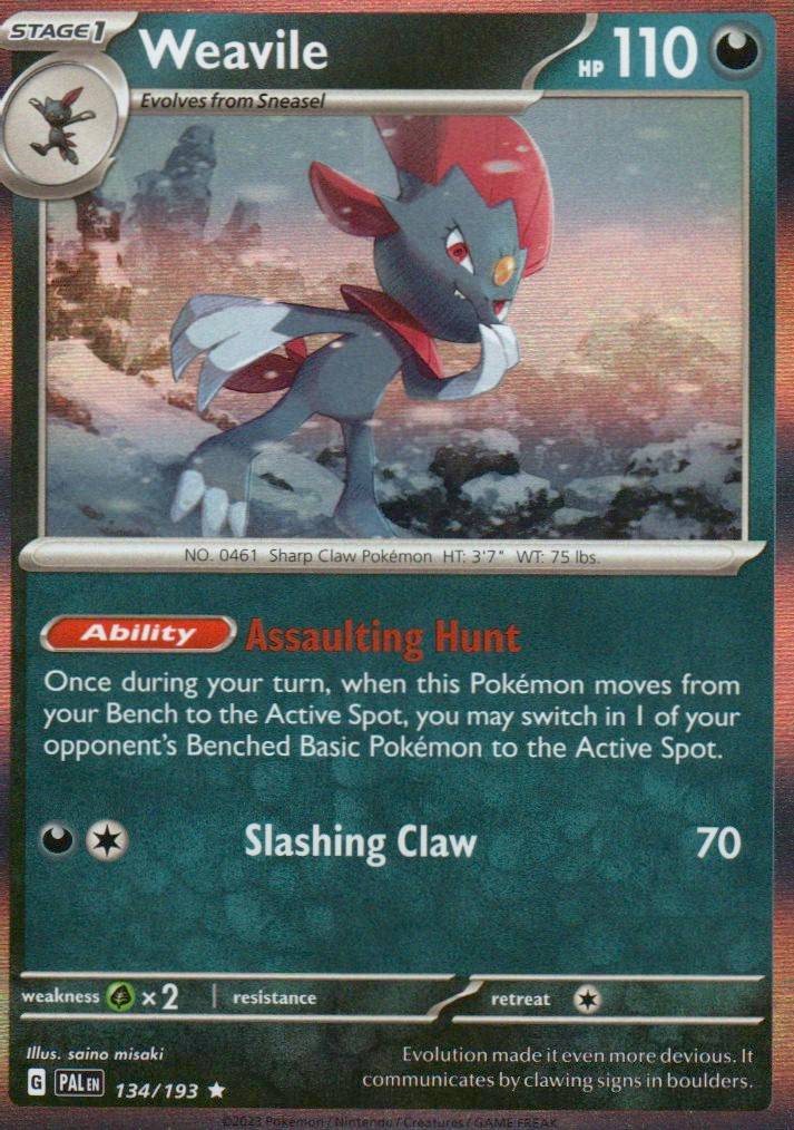 Weavile Rare SV02: Paldea Evolved 134/193 NM