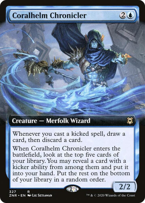 Coralhelm Chronicler (Extended Art) R Zendikar Rising 327 NM (Back)