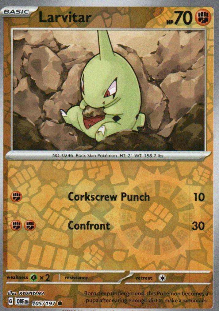 Larvitar Common SV03: Obsidian Flames 105/197 NM