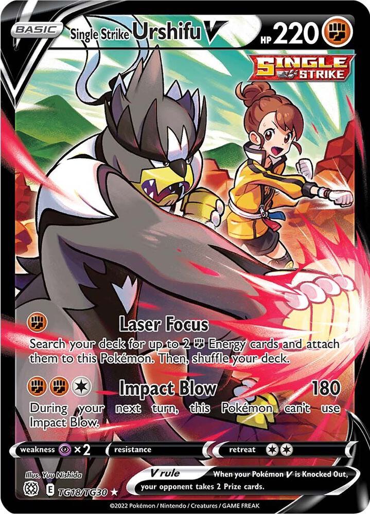 Single Strike Urshifu V Ultra Rare SWSH09: Brilliant Stars Trainer Gallery TG18/TG30 NM (Back)