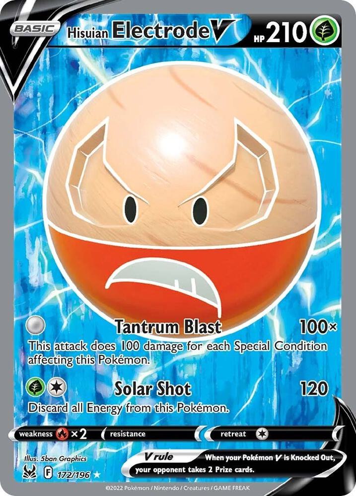 Hisuian Electrode V (Full Art) Ultra Rare SWSH11: Lost Origin 172/196 NM (Back)