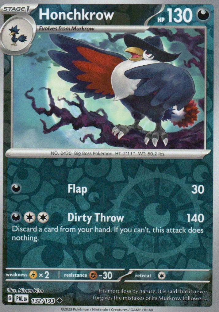Honchkrow Uncommon SV02: Paldea Evolved 132/193 NM