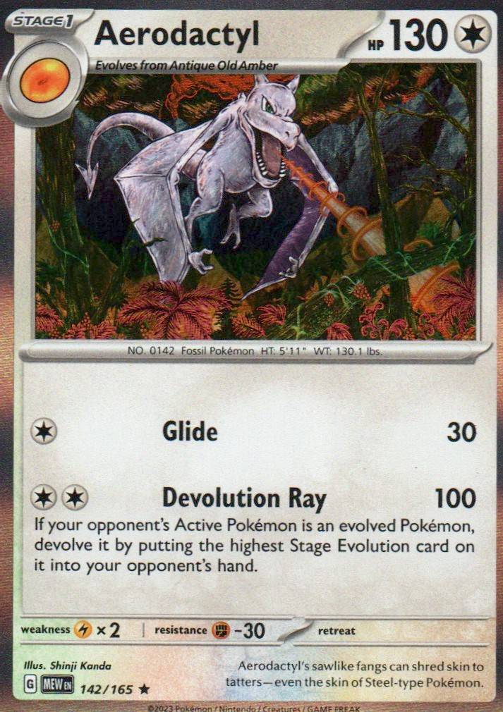 Aerodactyl Rare SV: Scarlet & Violet 151 142/165 NM