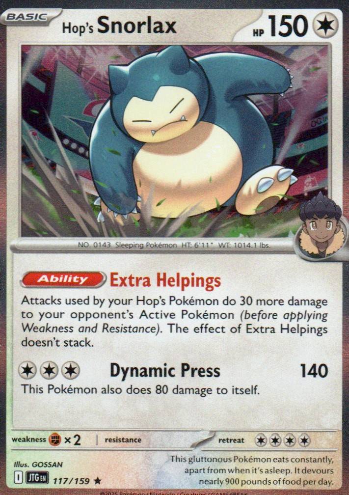 Hop's Snorlax Rare SV09: Journey Together 117/159 NM