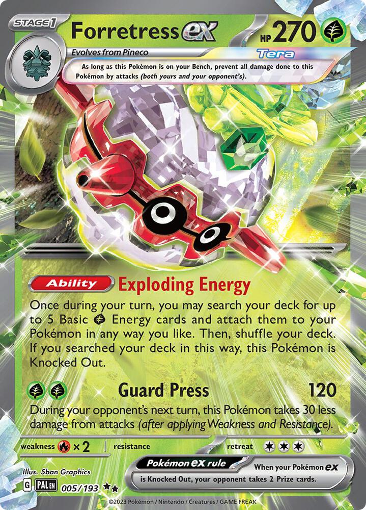 Forretress ex Double Rare SV02: Paldea Evolved 005/193 NM (Back)