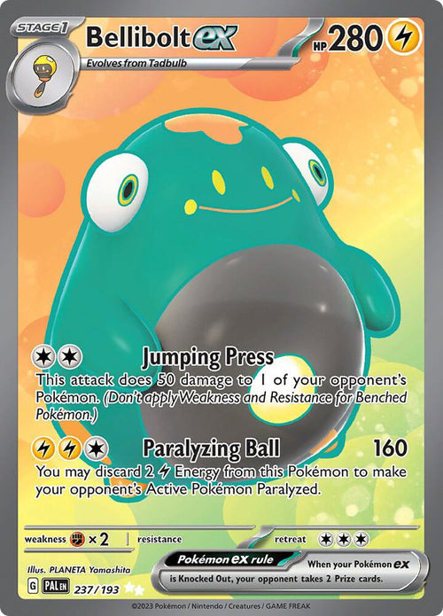 Bellibolt ex Ultra Rare SV02: Paldea Evolved 237/193 NM (Back)