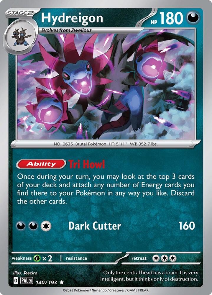 Hydreigon Rare SV02: Paldea Evolved 140/193 NM (Back)