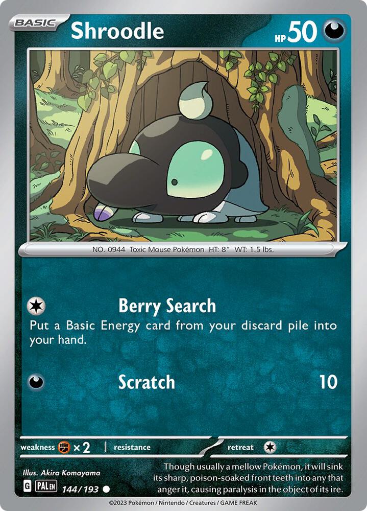 Shroodle - Common SV02: Paldea Evolved 144/193 NM (Back)