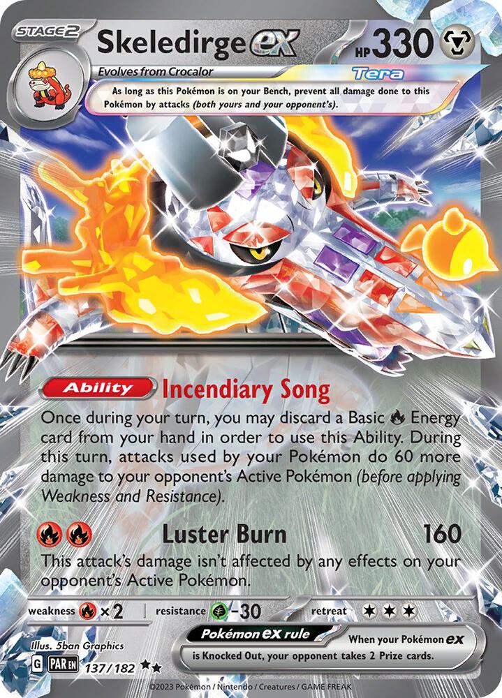 Skeledirge ex Double Rare SV04: Paradox Rift 137/182 NM (Back)