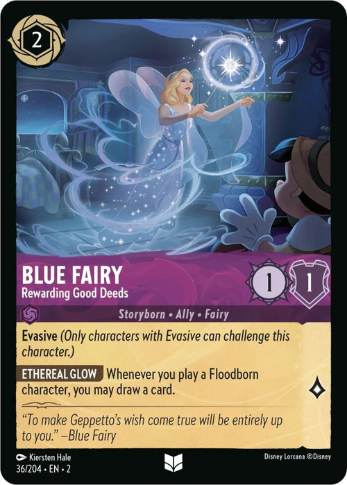 Blue Fairy - Rewarding Good Deeds Uncommon Rise of the Floodborn 36/204 NM (Back)