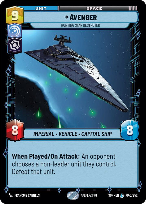 Avenger - Hunting Star Destroyer Legendary Spark of Rebellion 040/252 NM (Back)