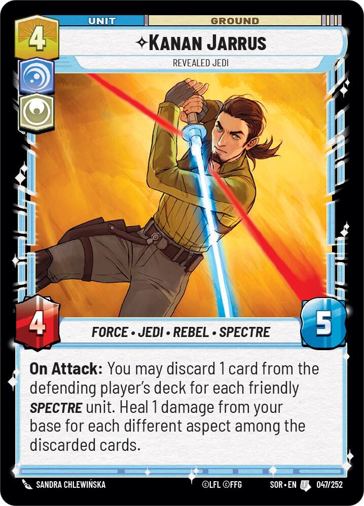 Kanan Jarrus - Revealed Jedi Uncommon Spark of Rebellion 047/252 NM (Back)