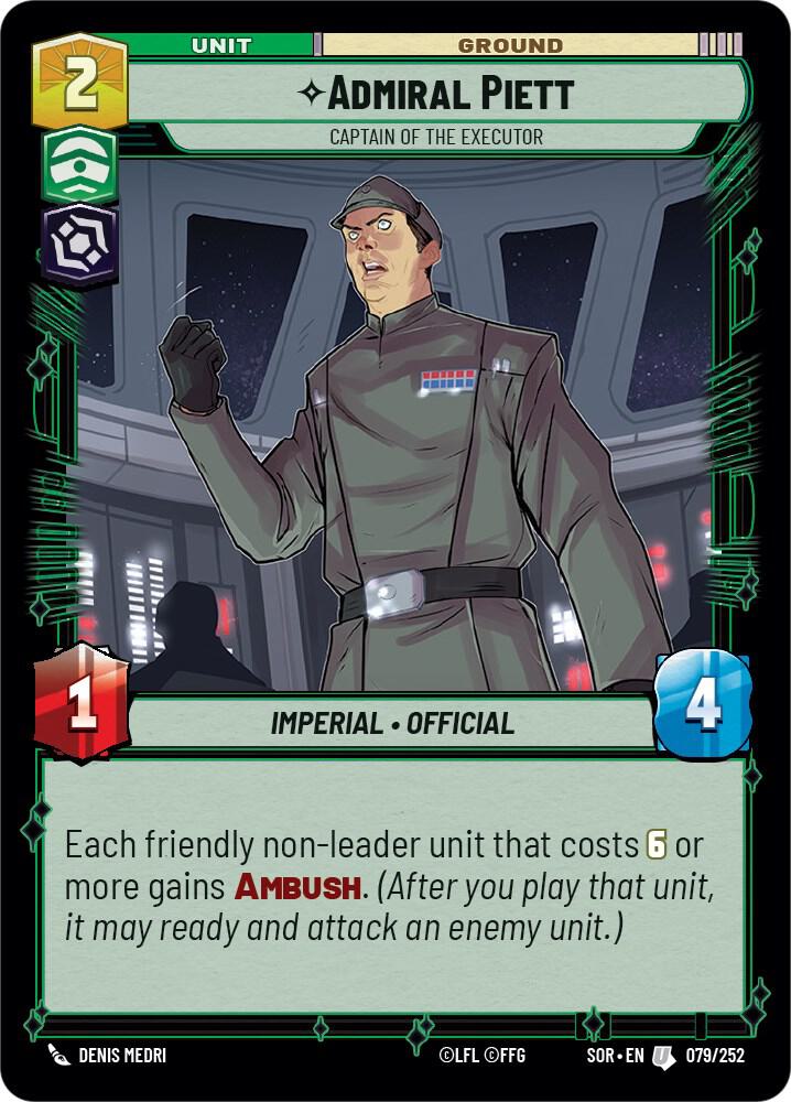 Admiral Piett - Captain of the Executor Uncommon Spark of Rebellion 079/252 NM (Back)