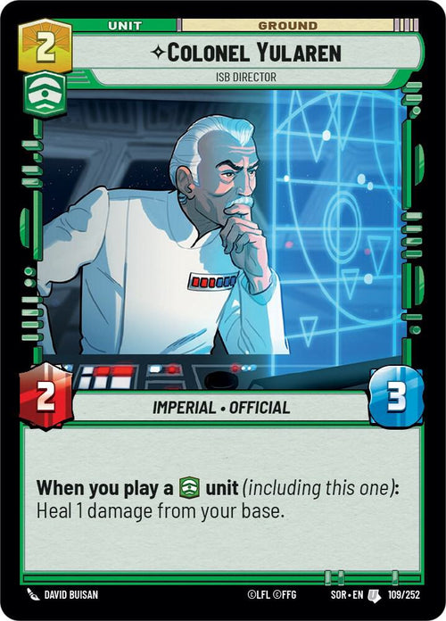 Colonel Yularen - ISB Director Uncommon Spark of Rebellion 109/252 NM (Back)