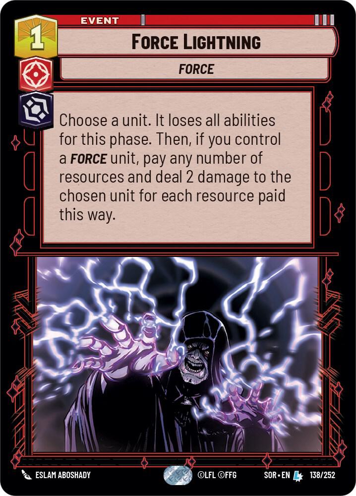 Force Lightning Legendary Spark of Rebellion 138/252 NM (Back)