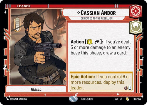 Cassian Andor - Dedicated to the Rebellion Rare Spark of Rebellion 013/252 NM