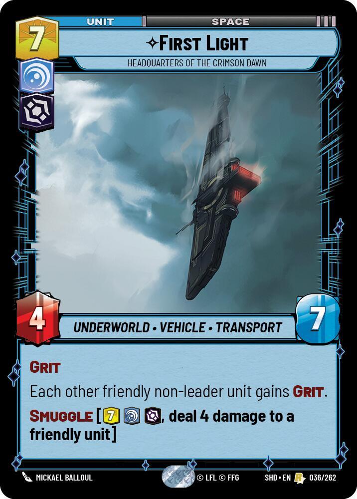 First Light - Headquarters of the Crimson Dawn Rare Shadows of the Galaxy 036/262 NM (Back)