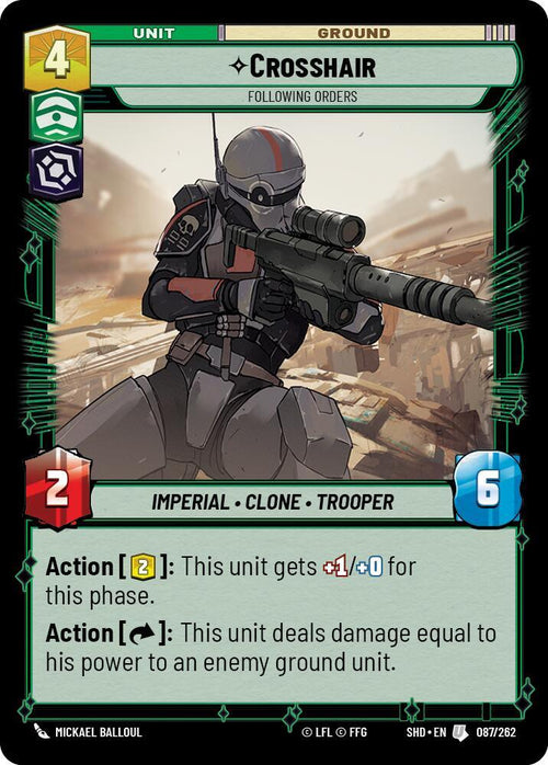Crosshair - Following Orders Uncommon Shadows of the Galaxy 087/262 NM (Back)