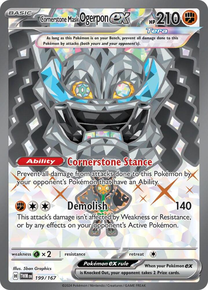Cornerstone Mask Ogerpon ex Ultra Rare SV06: Twilight Masquerade 199/167 NM (Back)