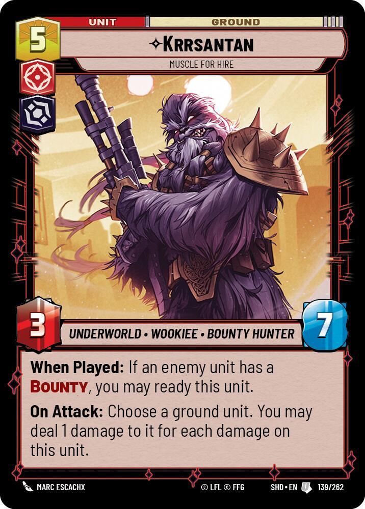Krrsantan - Muscle for Hire Uncommon Shadows of the Galaxy 139/262 NM (Back)