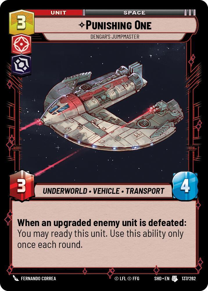 Punishing One - Dengar's Jumpmaster Uncommon Shadows of the Galaxy 137/262 NM (Back)