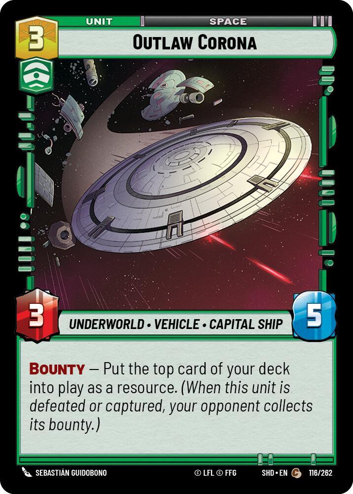 Outlaw Corona Common Shadows of the Galaxy 116/262 NM (Back)