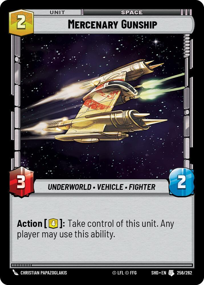 Mercenary Gunship Uncommon Shadows of the Galaxy 256/262 NM (Back)