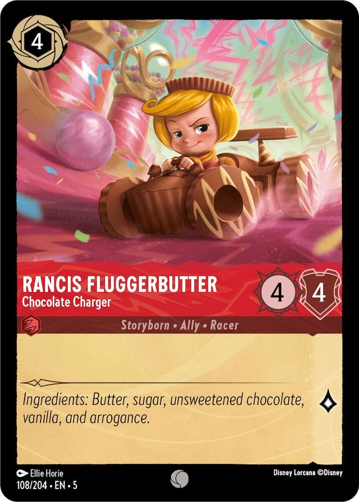 Rancis Fluggerbutter - Chocolate Charger Common Shimmering Skies 108/204 NM (Back)