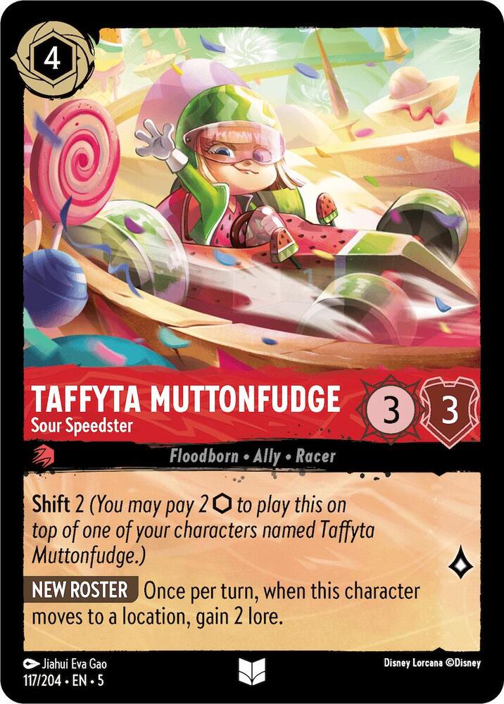 Taffyta Muttonfudge - Sour Speedster Uncommon Shimmering Skies 117/204 NM (Back)
