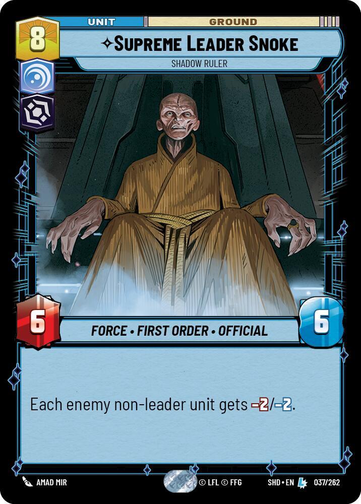 Supreme Leader Snoke - Shadow Ruler Legendary Shadows of the Galaxy 037/262 NM (Back)