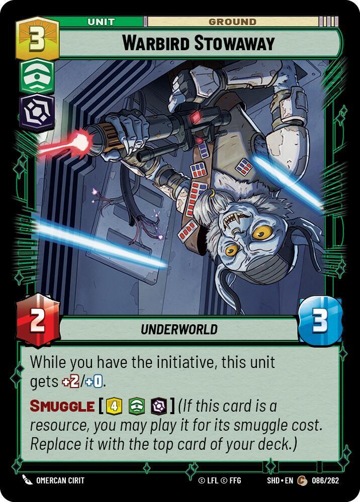 Warbird Stowaway Common Shadows of the Galaxy 086/262 NM (Back)