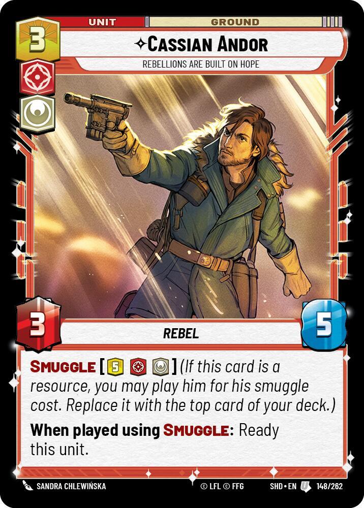 Cassian Andor - Rebellions Are Built On Hope Uncommon Shadows of the Galaxy 148/262 NM (Back)