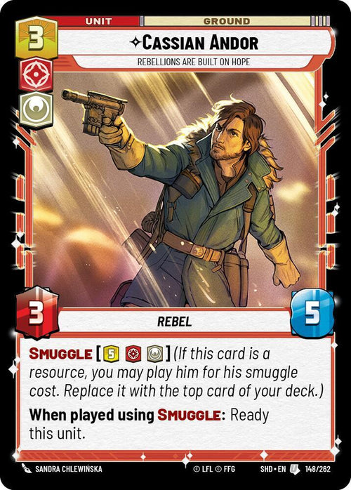 Cassian Andor - Rebellions Are Built On Hope Uncommon Shadows of the Galaxy 148/262 NM (Back)