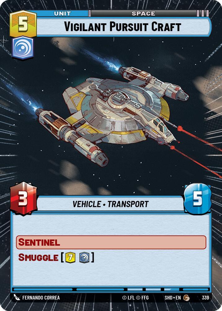Vigilant Pursuit Craft (Hyperspace) Common Shadows of the Galaxy 339 NM (Back)