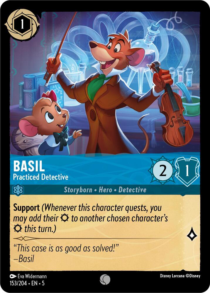 Basil - Practiced Detective Common Shimmering Skies 153/204 NM (Back)