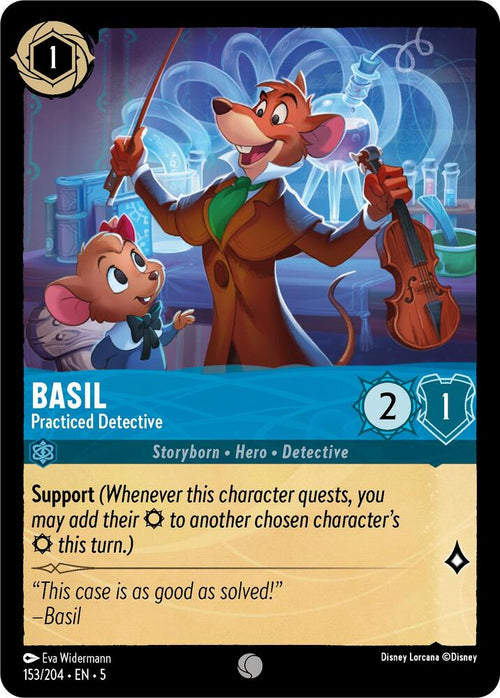 Basil - Practiced Detective Common Shimmering Skies 153/204 NM (Back)