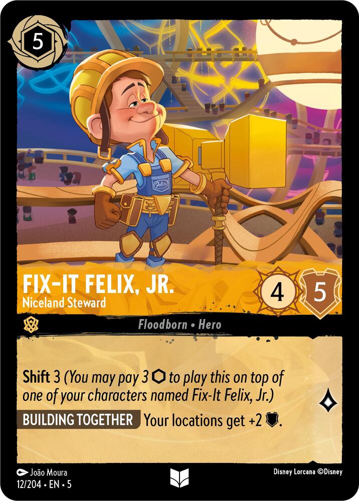 Fix-It Felix, Jr. - Niceland Steward Uncommon Shimmering Skies 12/204 NM (Back)