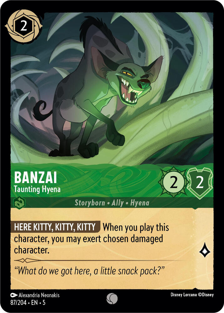 Banzai - Taunting Hyena Common Shimmering Skies 87/204 NM (Back)