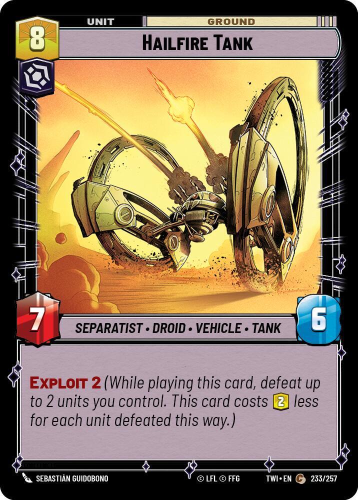Hailfire Tank Common Twilight of the Republic 233/257 NM (Back)