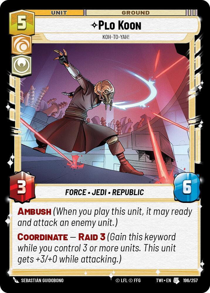 Plo Koon - Koh-to-yah! Uncommon Twilight of the Republic 196/257 NM (Back)