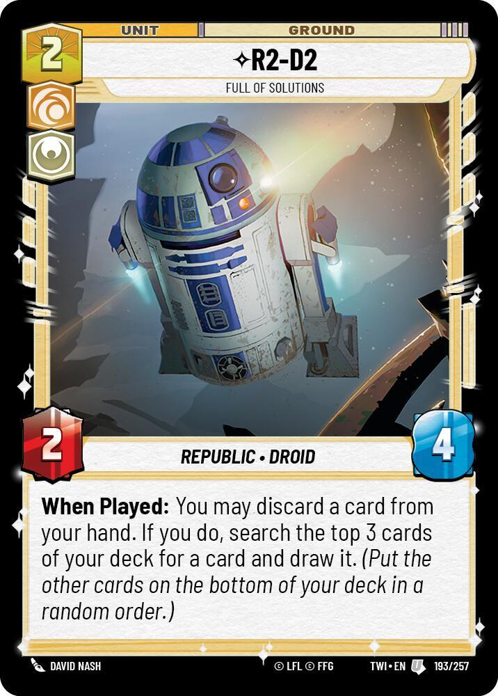 R2-D2 - Full of Solutions Uncommon Twilight of the Republic 193/257 NM (Back)