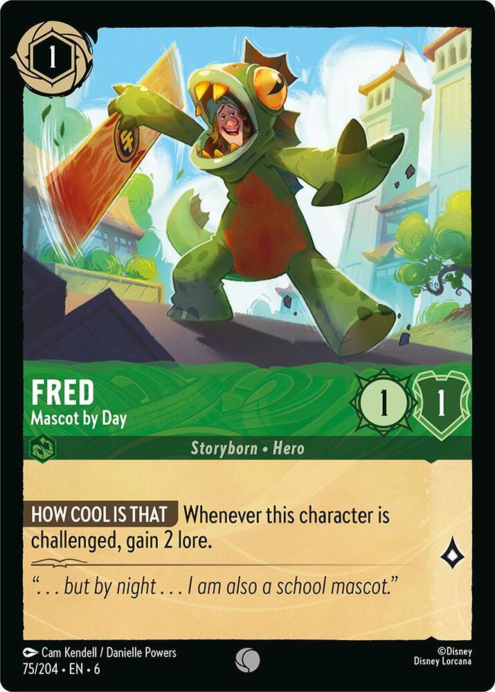 Fred - Mascot by Day Common Azurite Sea 75/204 NM (Back)