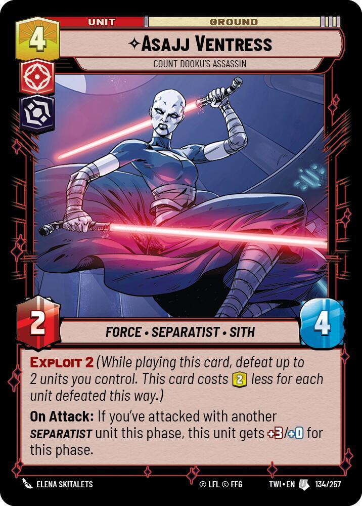 Asajj Ventress - Count Dooku's Assassin Uncommon Twilight of the Republic 134/257 NM (Back)