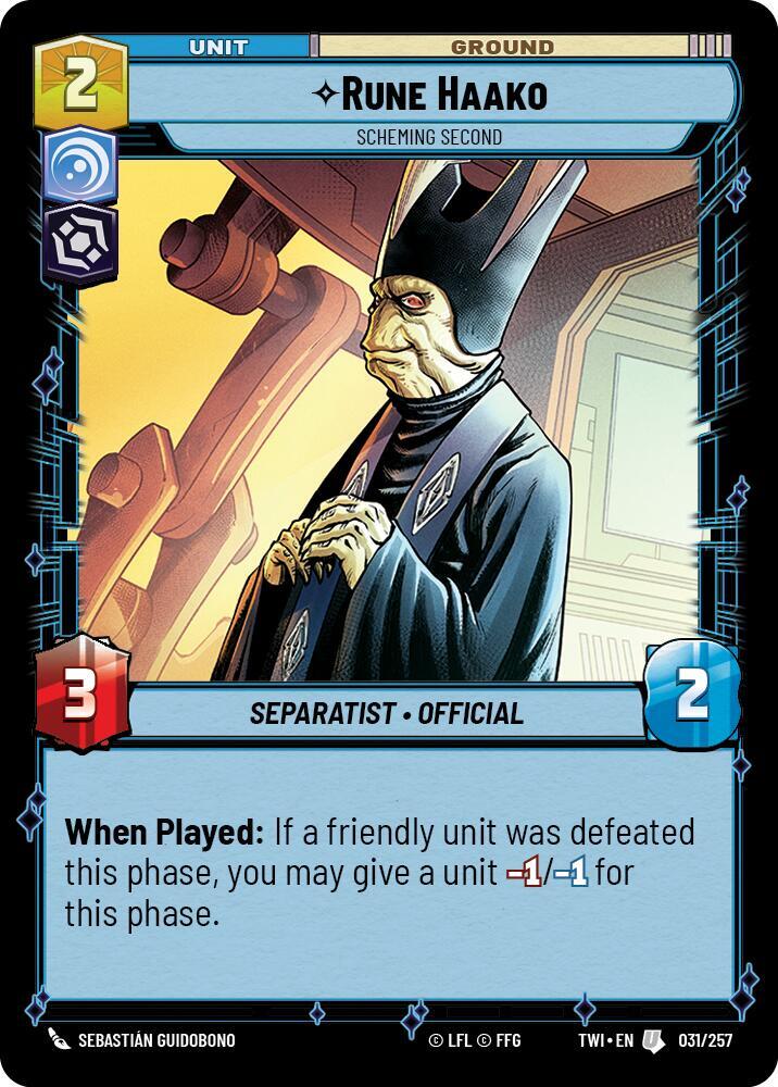 Rune Haako - Scheming Second Uncommon Twilight of the Republic 031/257 NM (Back)