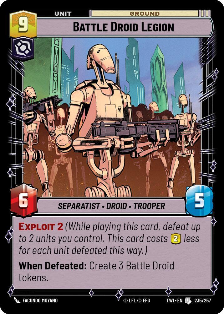 Battle Droid Legion Uncommon Twilight of the Republic 235/257 NM (Back)
