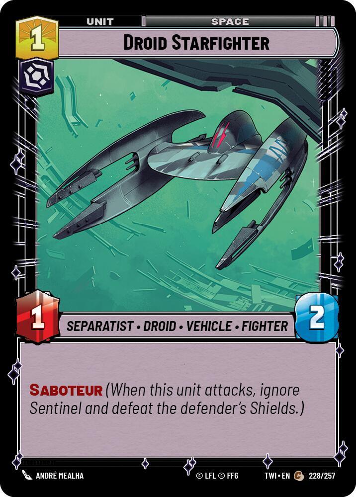Droid Starfighter Common Twilight of the Republic 228/257 NM (Back)