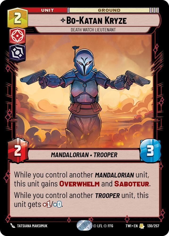 Bo-Katan Kryze - Death Watch Lieutenant Rare Twilight of the Republic 130/257 NM (Back)