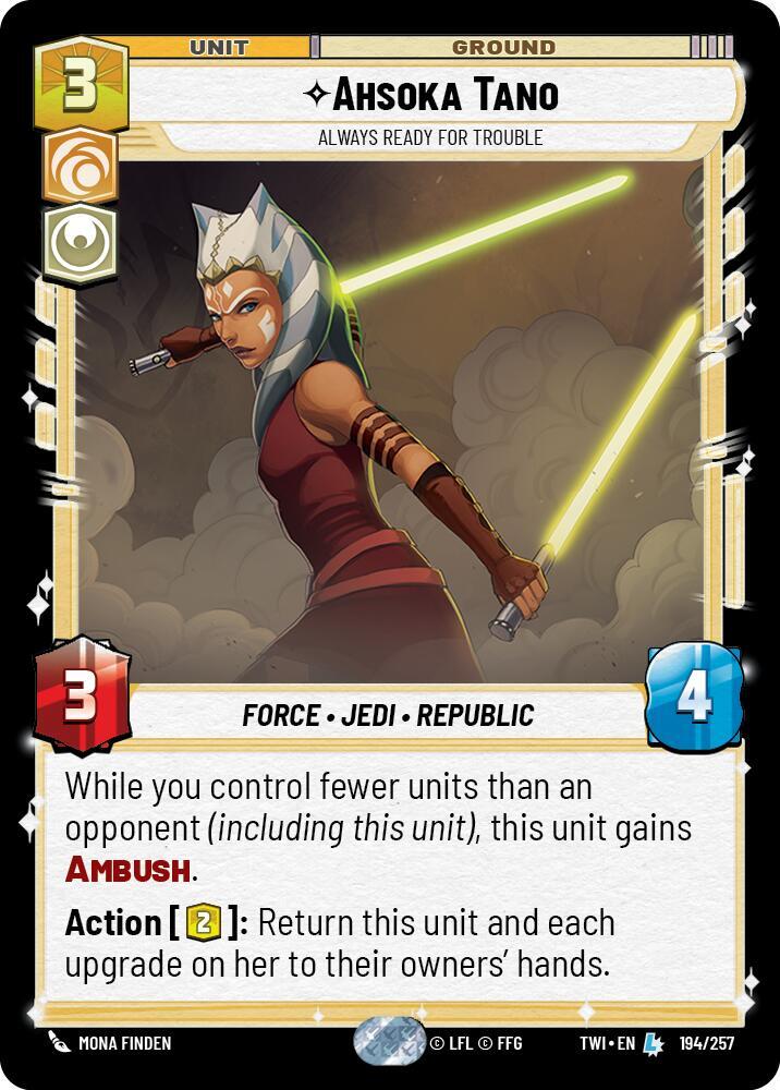 Ahsoka Tano - Always Ready For Trouble Legendary Twilight of the Republic 194/257 NM (Back)
